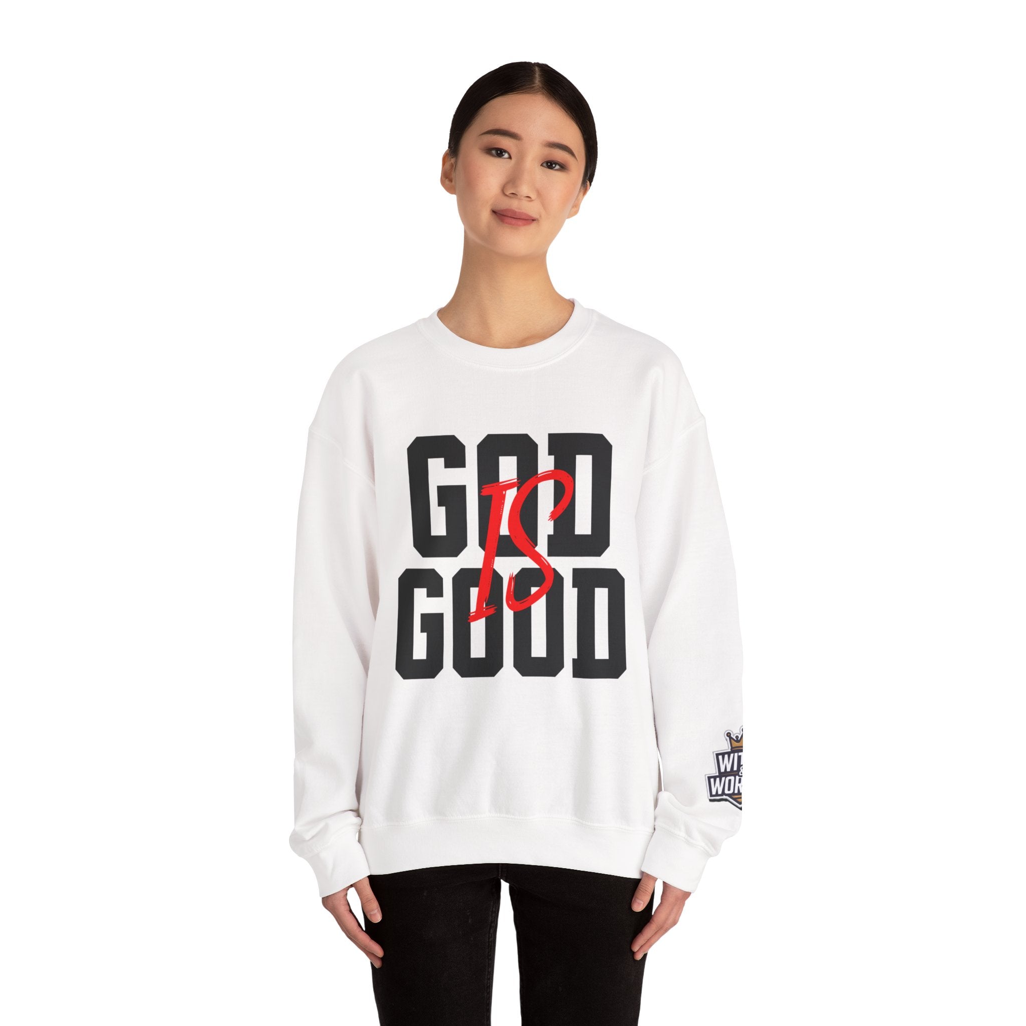 God Is Good Crewneck Sweatshirt — Faith-Based Christian Graphic Pullover