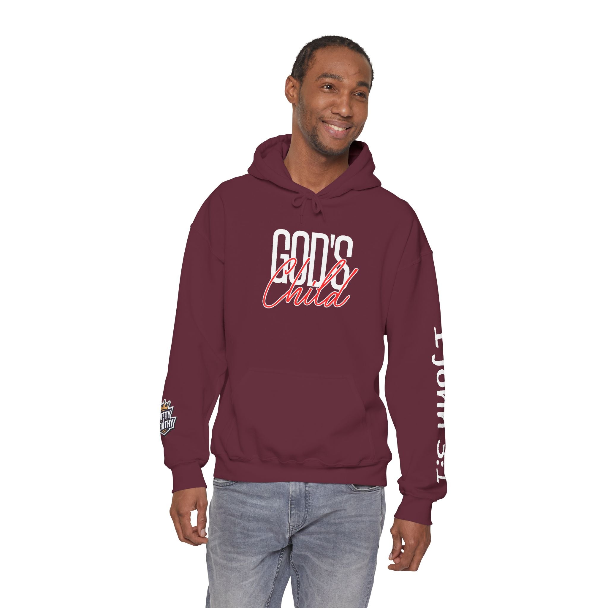 Child Script Hoodie — Cozy White Pullover with 'Child' Script Design