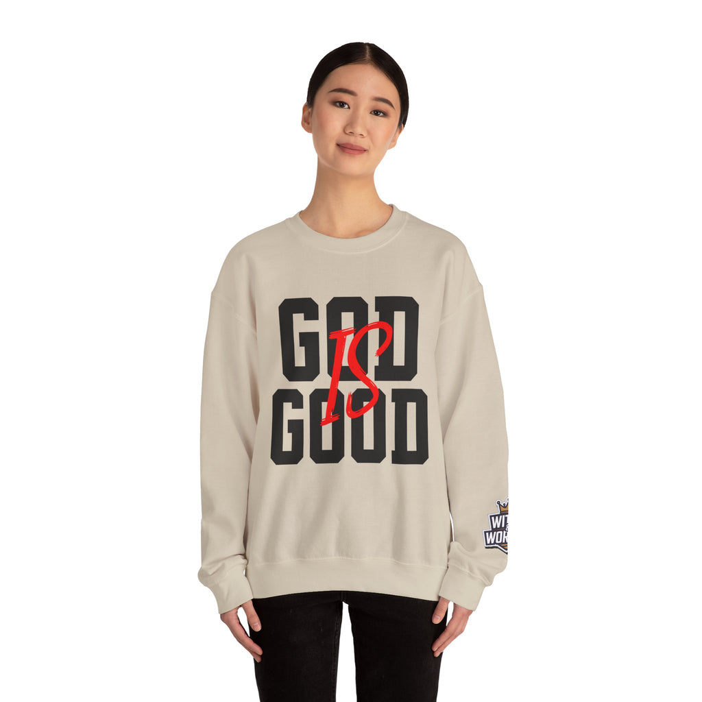 God Is Good Crewneck Sweatshirt — Faith-Based Christian Graphic Pullover